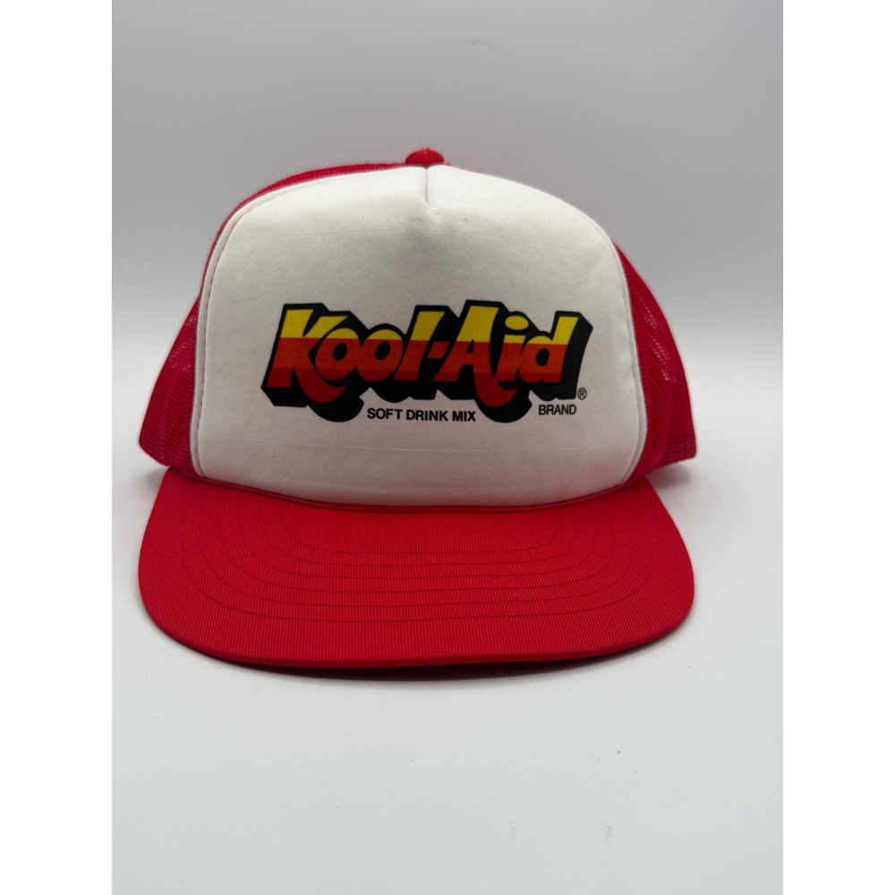 Vintage Kool-Aid Trucker Hat Mens OSFA Red Excellent Logo Mesh Snapback Cap